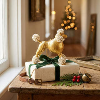 Cody Foster Beaded Gold Poodle Ornament