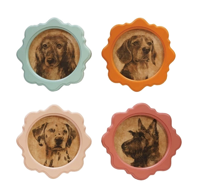 Set of 4 Framed Vintage Style Dog Wall Decor