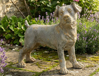 13.25" Weathered Gray & Gold Dog Statue