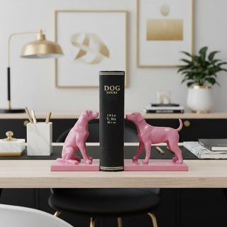Pink Dog Bookends