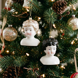 Cody Foster Vintage Doll Bust Glass Ornament - Choose Style