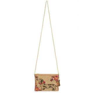 Mary Frances Doxie Beaded Dog and Floral Crossbody Mini Handbag