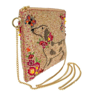 Mary Frances Doxie Beaded Dog and Floral Crossbody Mini Handbag