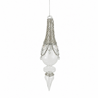 Glass Finial Ornament with Faux Crystal Icicles – Choose Style