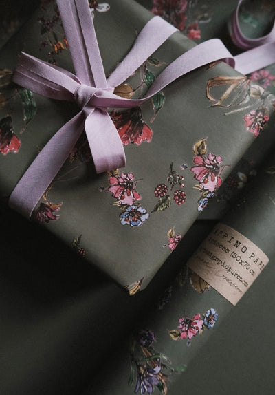 Florals on Grey Luxury Gift Wrap