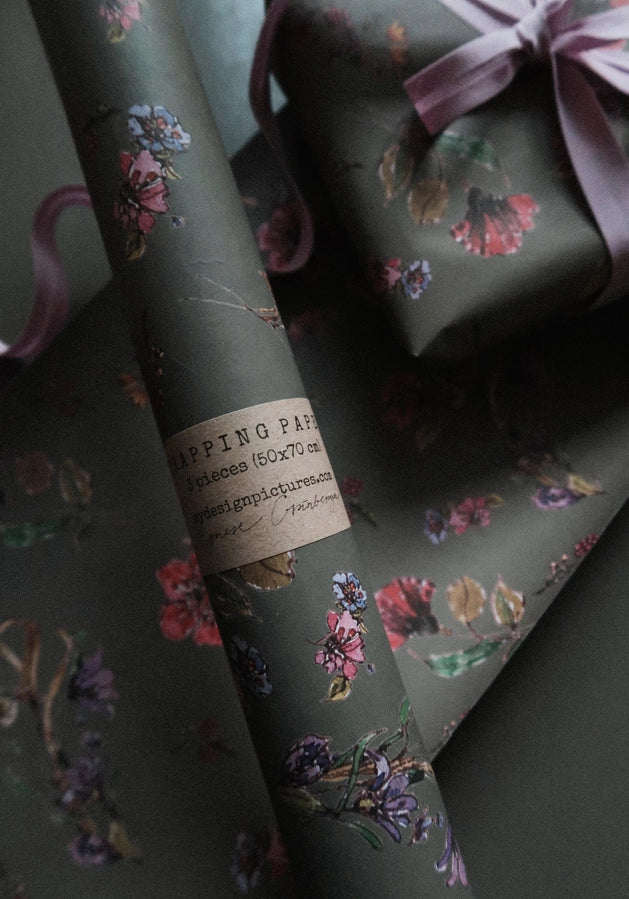 Florals on Grey Luxury Gift Wrap