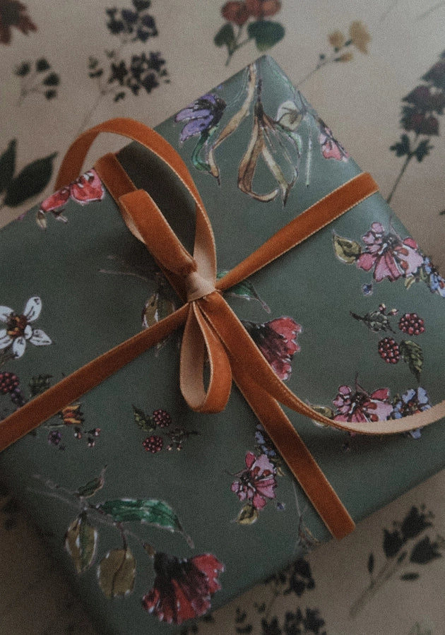 Florals on Grey Luxury Gift Wrap