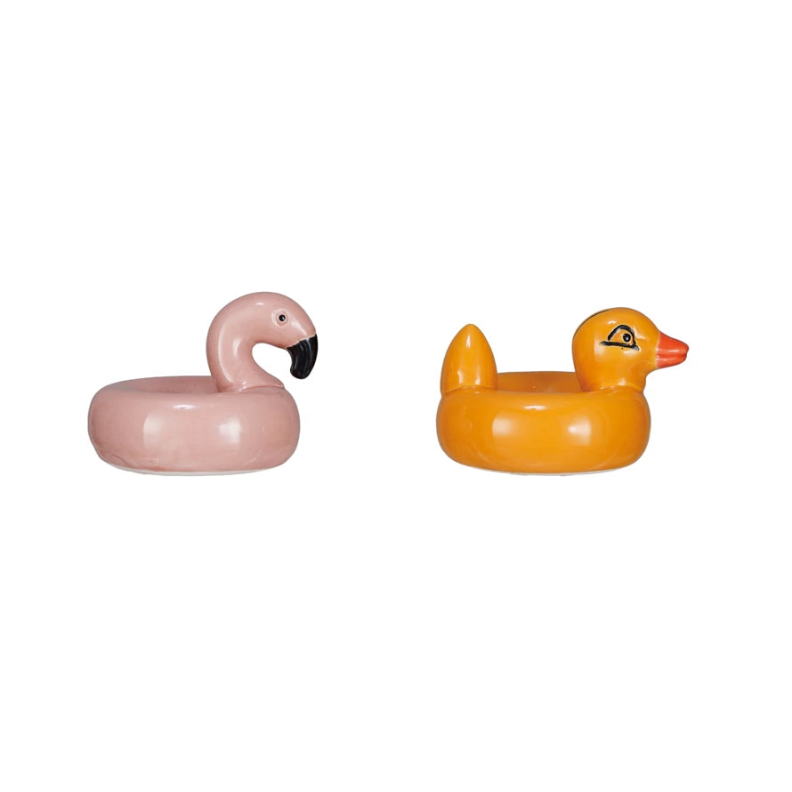 Hand-Painted Stoneware Floating Flamingo or Duck Pool Float - Choose Your Favorite