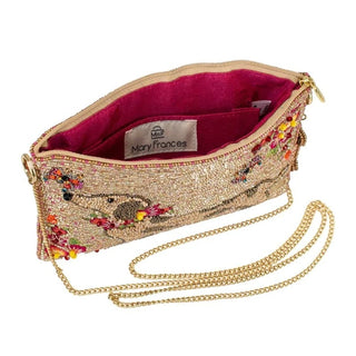 Mary Frances Doxie Beaded Dog and Floral Crossbody Mini Handbag