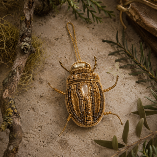 Gold Beaded Beetle Ornament - Choose Style
