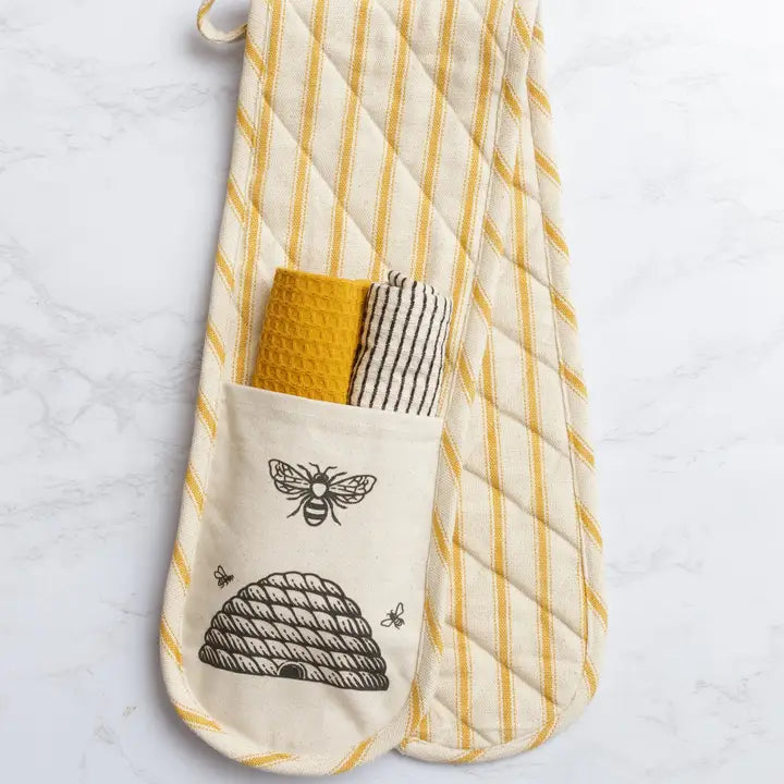 Bumble Bee Double Oven Mitt with Dish Cloths Set