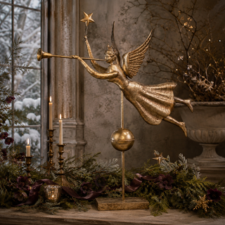 45" Gilded Herald Angel with Trumpet