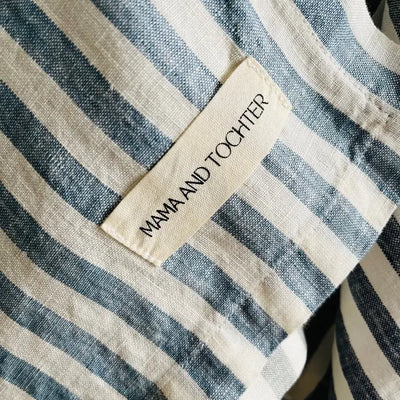 Pure French Stone Blue Stripe Linen Tea Towel