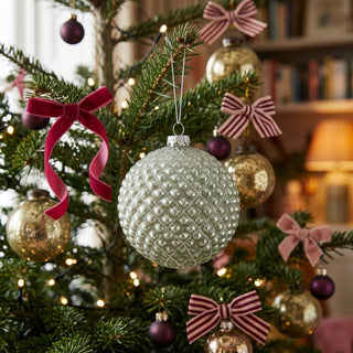 4" Sage Green Mercury Glass Hobnail Round