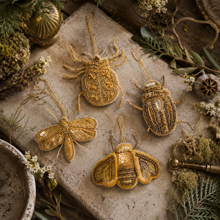 Gold Beaded Beetle Ornament - Choose Style