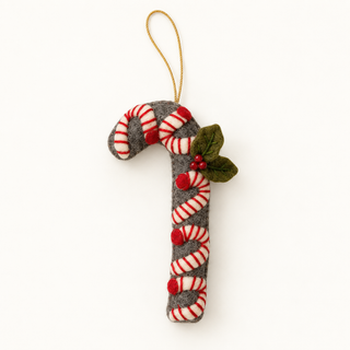 Handmade Felt Candy Cane Ornament - Choose Style