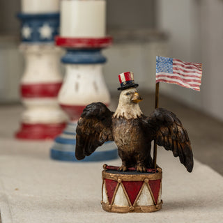 Vintage Style Paper Mache Eagle On Drum Statuette