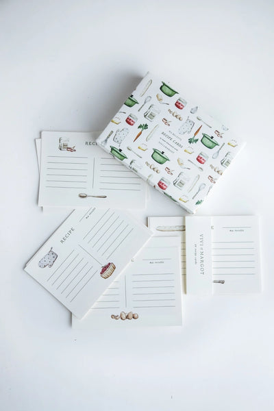 Set of 24 Hand Illustrated Recipe Card Box