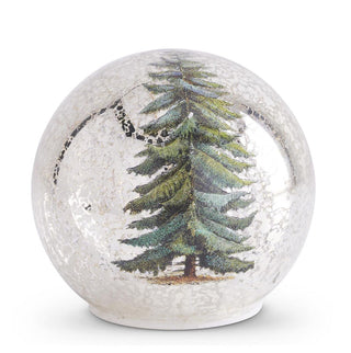 Pine Tree LED Mercury Glass Tabletop Globe with Timer - Choose Size