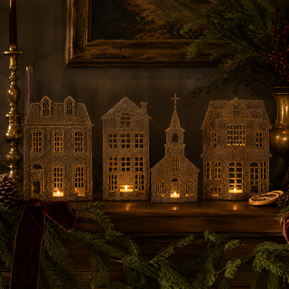 Antiqued House Silhouette Tea Light Holder - Choose Style