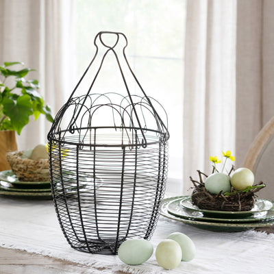 Artisan Handmade Folding Iron Egg Basket