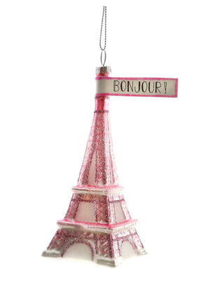 Cody Foster Pink Eiffel Tower Glass Ornament