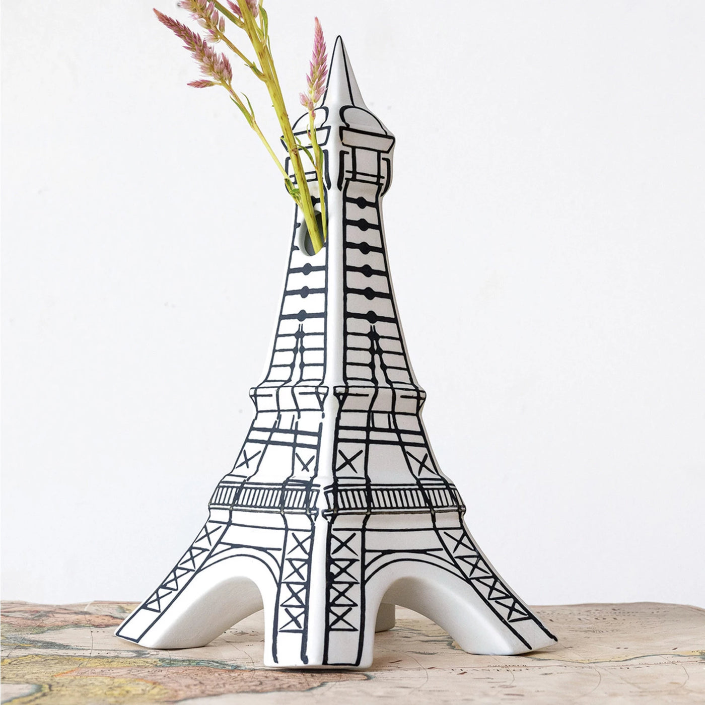 Hand-Painted Stoneware Bisque Eiffel Tower Vase