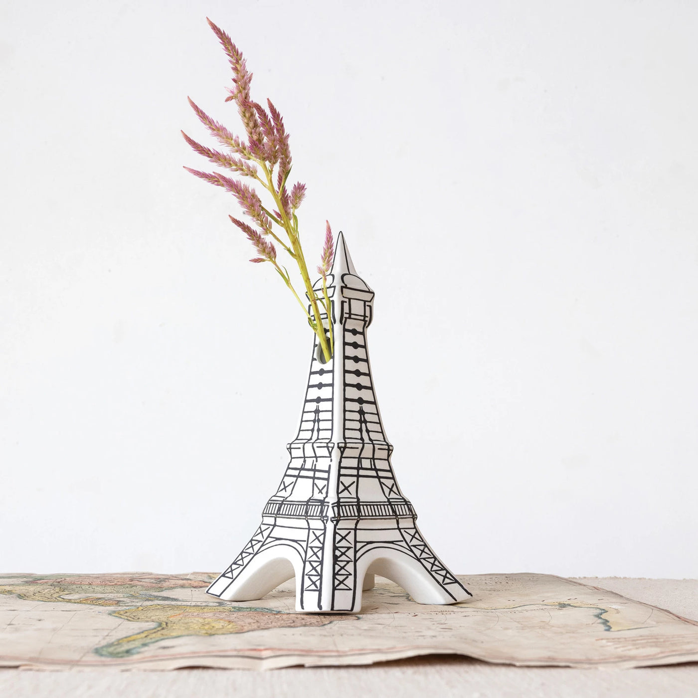 Hand-Painted Stoneware Bisque Eiffel Tower Vase