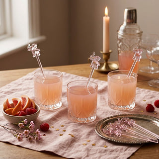 Pink Elephant Glass Cocktail Stirrers – Boxed Set of 6