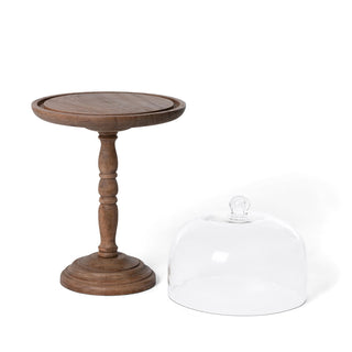 French Farmhouse Elevated Wood and Glass Serving Dish  - Select Size