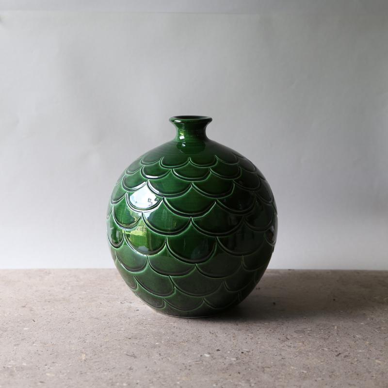 Bergs Potter Glazed Emerald Green Vase