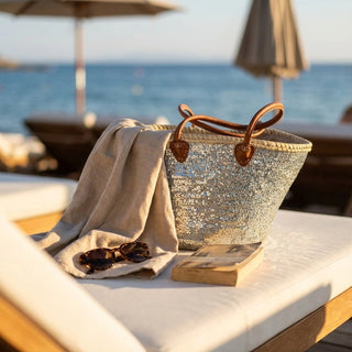 Silver Sequined French Market Basket