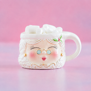Glitterville Mrs. Papa Noel Mug, White – Choose Style