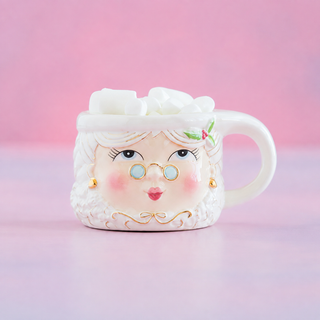 Glitterville Mrs. Papa Noel Mug, White – Choose Style