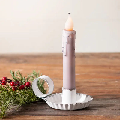 Rustic White Chamberstick Candleholder