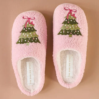 Fuzzy Twinkling Trees Slippers