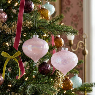 Pink Glass Onion Finial Ornament - Choose Style