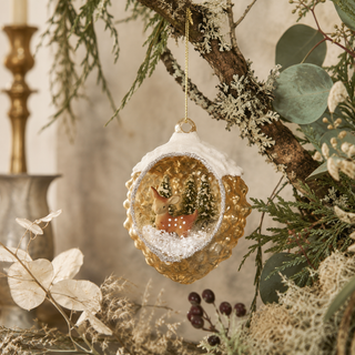 Snowy Deer Glass Ornament
