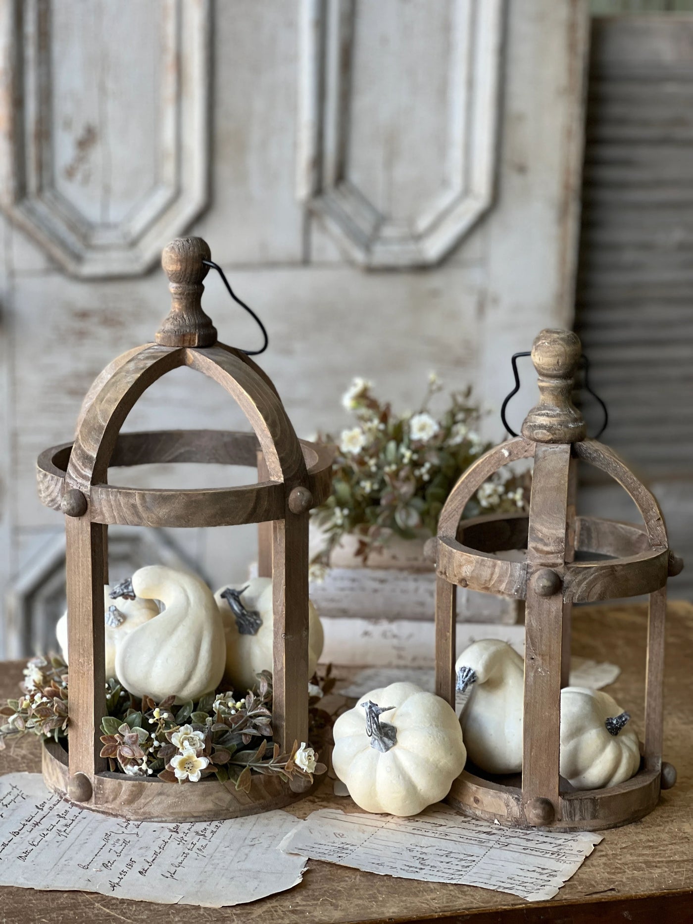 Set of 6 Falls Folly White Pumpkins and Gourds