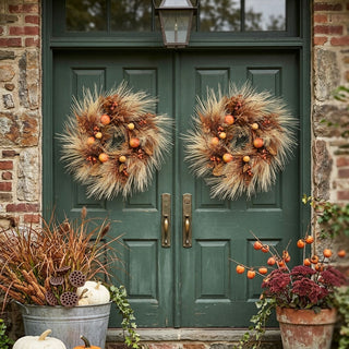 30" Yellow Long Needle Pine Fall Fruit Wreath