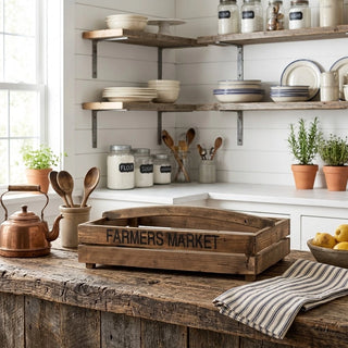 Wooden Farmer's Market Crate with Handle