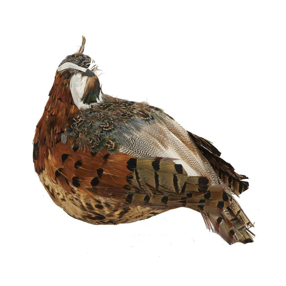 Faux Brown and Green Feathered Quail