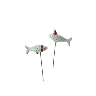 Set of 2 Festive Fish Plant Sticks