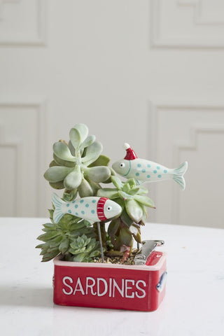 Set of 2 Festive Fish Plant Sticks