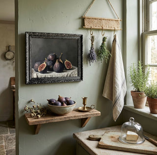 Vintage Style 8x10 Seasonal Fig Art in French Black Mould Framed Art