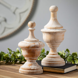Set of 3 Whitewashed Finials