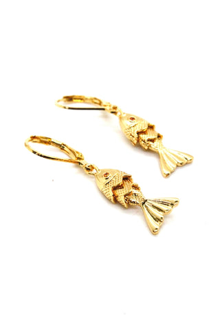 Articulated Gold Fish Earrings
