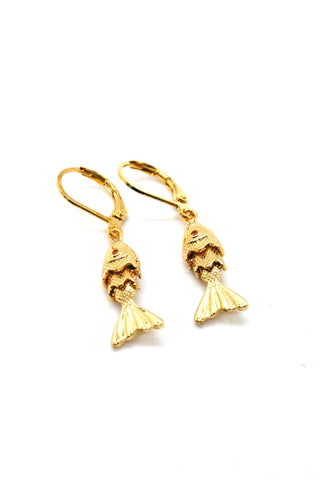Articulated Gold Fish Earrings