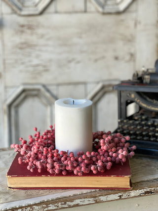 12" Frosted Fizzy Berry Candle Ring Wreath with 6" Inner