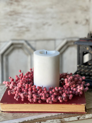 12" Frosted Fizzy Berry Candle Ring Wreath with 6" Inner
